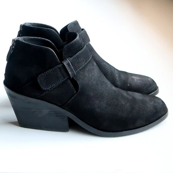 Eileen Fisher Black Nubuck Leather Almond Toe Block Heel Ankle Boots Booties 7.5 - Picture 16 of 16